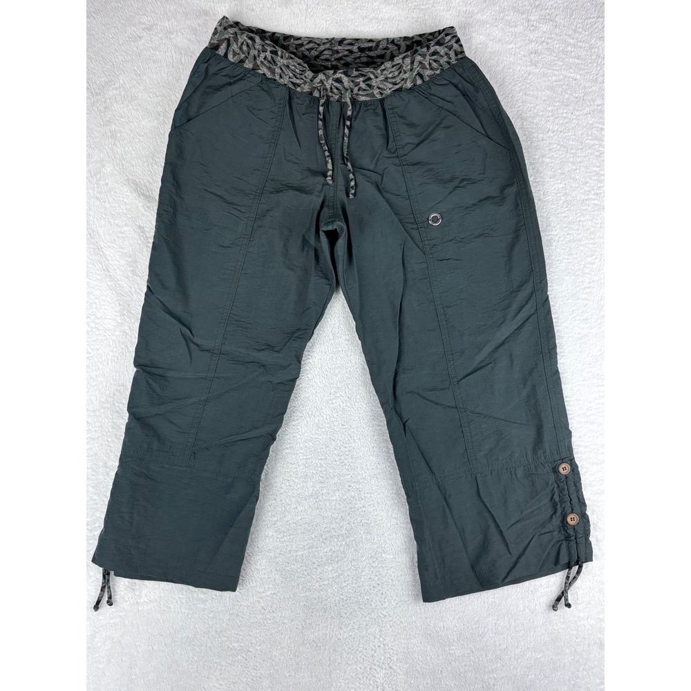OI‎ Designed in USA Capri Pants Drawstring Button Accent Lightweight Size L